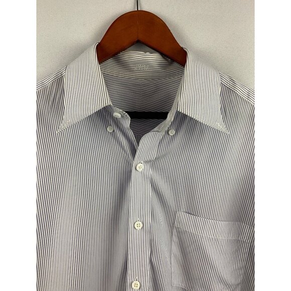 Mens J. Crew Slim Fit Blue & White Striped Dress Shirt Size M - Picture 4 of 9